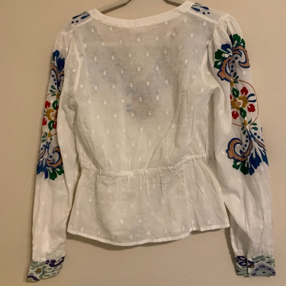 NWT Anthropologie Forever That Girl Embroidered Peplum Blouse - Picture 9 of 16
